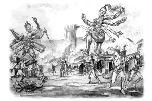 A pair of Haitathe Warriors destroy the city of Rostov (Carol Phillips)